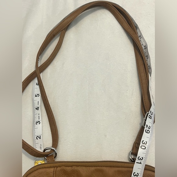 MultiSac Zippy Triple Light Brown Purse Tan Vegan Leather Crossbody Bag - Picture 15 of 16